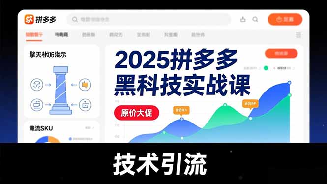 2025拼多多黑科技实战课，擎天柱玩法、爆流SKU、原价大促，技术引流，单店日销轻松破千单|YX网创
