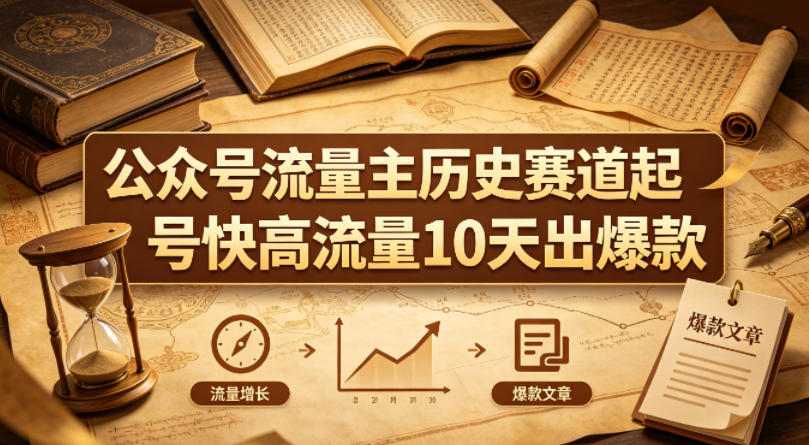 公众号流量主之历史赛道，起号快+高流量，10天就能出爆款！ - 觅资源