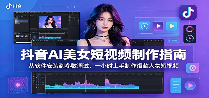 抖音AI美女短视频制作指南：从软件安装到参数调试，一小时上手制作爆款人物短视频 - 觅资源
