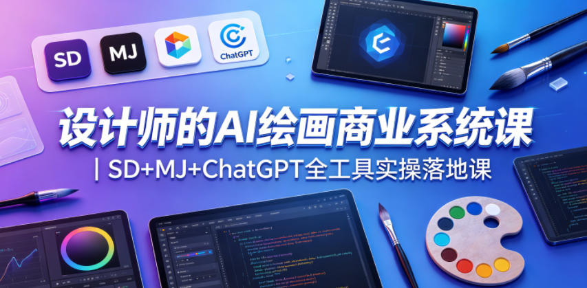 设计师的AI绘画商业系统课｜SD+MJ+ChatGPT全工具实操落地课 - 觅资源