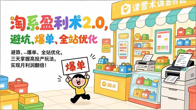 淘系盈利术2.0，避坑、爆单、全站优化，三天掌握高投产玩法，实现月利润翻倍！|中创学习社