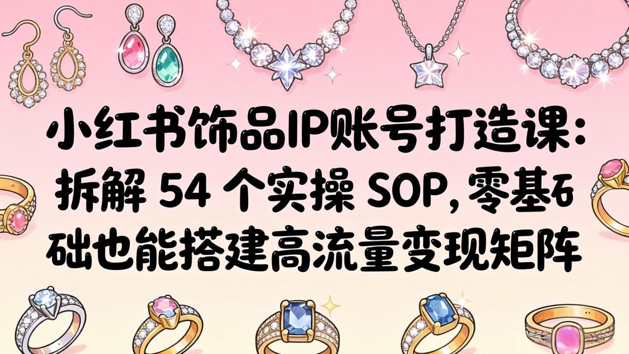 小红书饰品IP账号打造课：拆解 54 个实操 SOP，零基础也能搭建高流量变现矩阵 - 觅资源