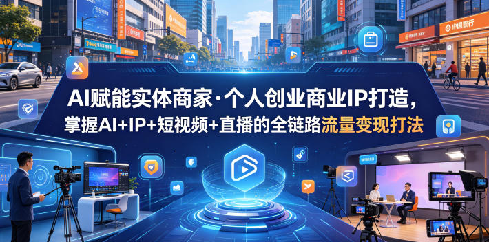 AI赋能实体商家·个人创业商业IP打造，掌握AI+IP+短视频+直播的全链路流量变现打法 - 觅资源
