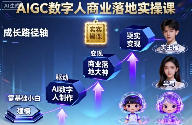 AIGC数字人商业落地实操课，从零基础小白到AI数字人大神|YX网创