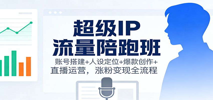 超级IP流量陪跑班：账号搭建+人设定位+爆款创作+直播运营，涨粉变现全流程|YX网创