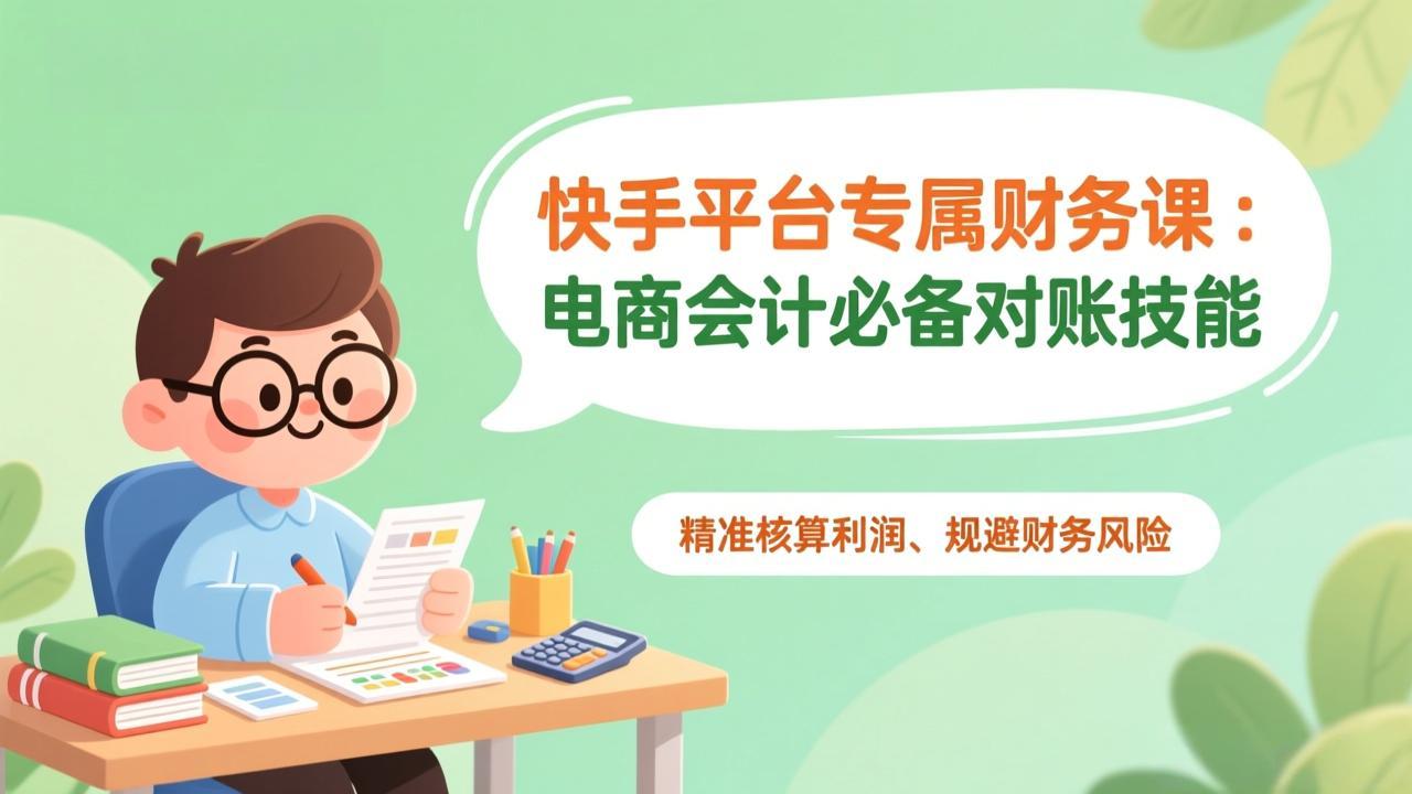 快手平台专属财务课：电商会计必备对账技能，精准核算利润、规避财务风险|中创学习社