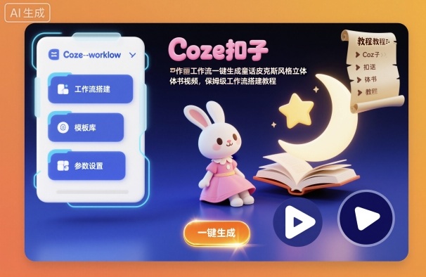 Coze扣子工作流一键生成童话皮克斯风格立体书视频，保姆级工作流搭建教程|YX网创