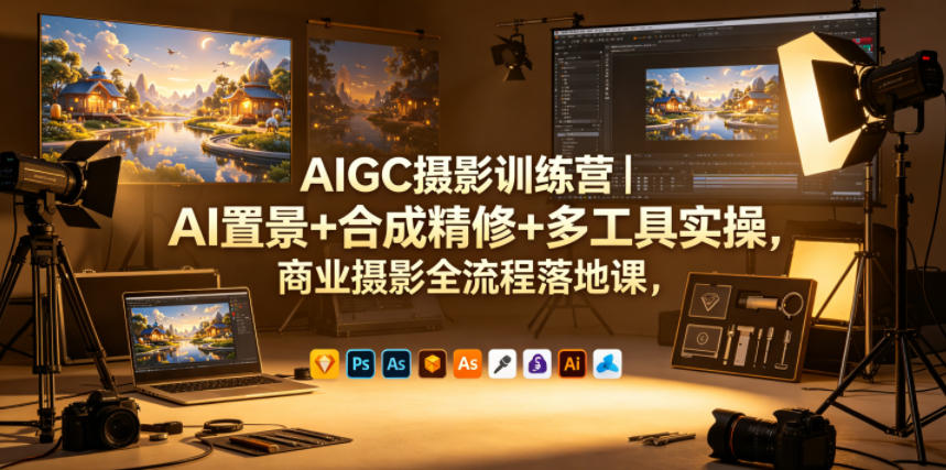 AIGC摄影训练营｜AI置景+合成精修+多工具实操，商业摄影全流程落地课 - 觅资源