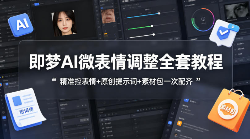 即梦AI微表情调整全套教程，精准控表情+原创提示词+素材包一次配齐 - 觅资源