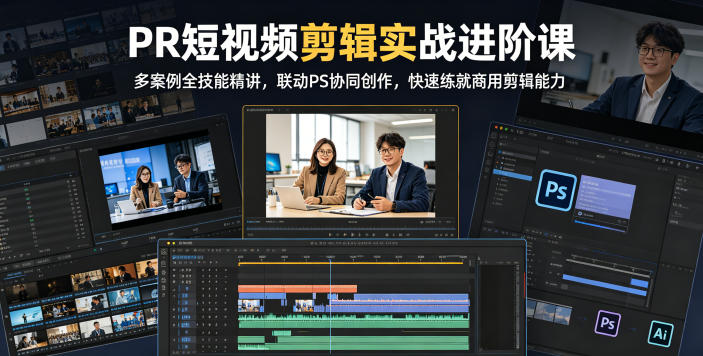 PR短视频剪辑实战进阶课，多案例全技能精讲，联动PS协同创作，快速练就商用剪辑能力 - 觅资源