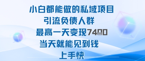 2025年小白都能做的私域项目引流负债人群最高一天变现1k+高变现难度低当天就能见到钱上手快|YX网创