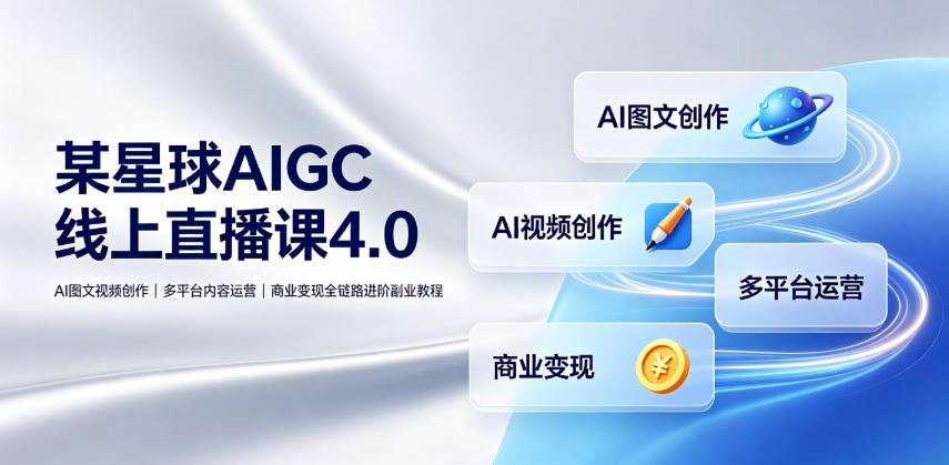某星球AIGC线上直播课4.0｜AI图文视频创作、多平台内容运营、商业变现全链路进阶副业教程 - 觅资源