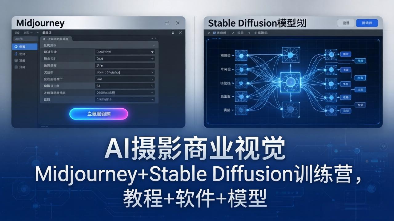 AI摄影商业视觉Midjourney+Stable Diffusion训练营，教程+软件+模型 - 觅资源