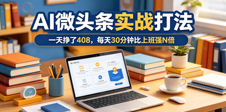 一天挣了408，AI微头条实战打法，每天30分钟比上班强N倍 - 觅资源