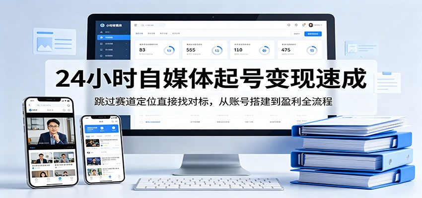 24小时自媒体起号变现速成，跳过赛道定位直接找对标，从账号搭建到盈利全流程 - 觅资源