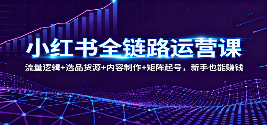 小红书全链路运营课：流量逻辑+选品货源+内容制作+矩阵起号，新手也能赚钱|YX网创