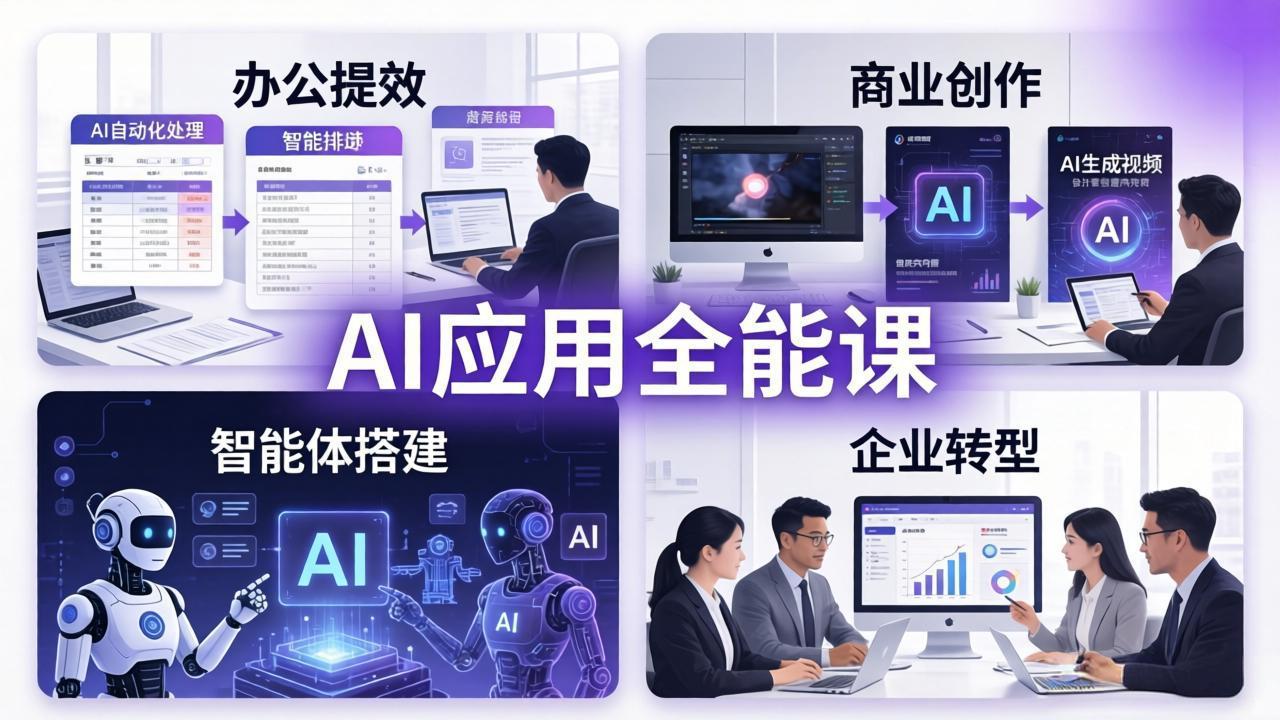 AIGC 应用师全能课-更新：办公提效、商业创作、智能体搭建、企业转型，一站式学会AI应用 - 觅资源