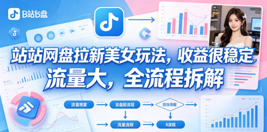 B站网盘拉新美女玩法，收益很稳定，流量大，全流程拆解 - 觅资源