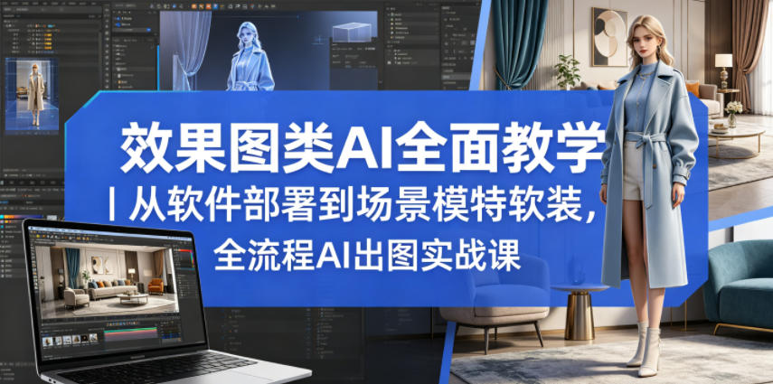 效果图类AI全面教学｜从软件部署到场景模特软装，全流程AI出图实战课 - 觅资源