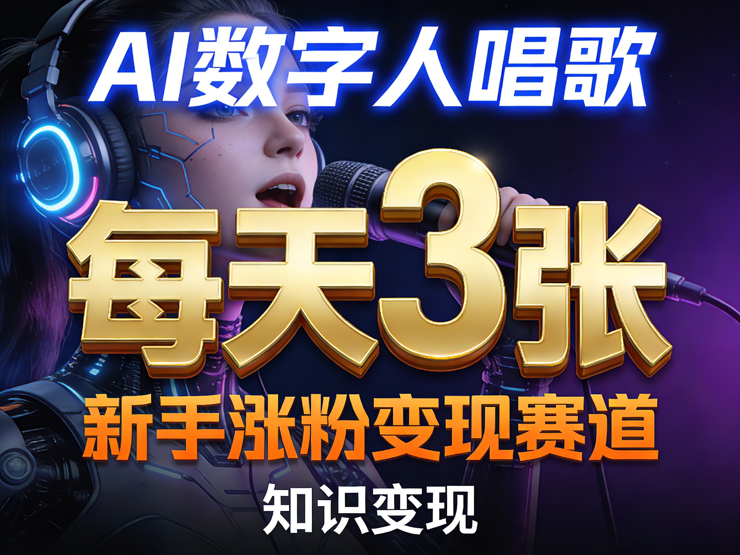 AI数字人唱歌，新手涨粉变现赛道，每天3张和知识付费，副业必备 - 觅资源