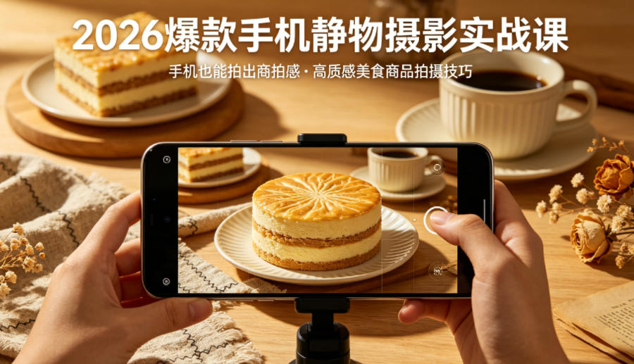 2026爆款手机静物摄影实战课，手机也能拍出商拍感，学会拍出高质感美食商品 - 觅资源