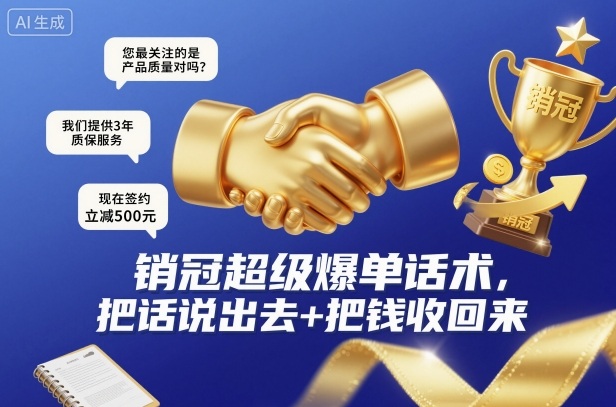 销冠超级爆单话术，把话说出去+把钱收回来|YX网创