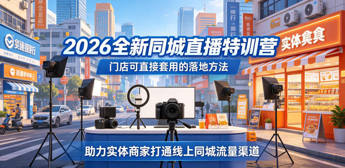 2026全新同城直播特训营，门店可直接套用的落地方法，助力实体商家打通线上同城流量渠道 - 觅资源