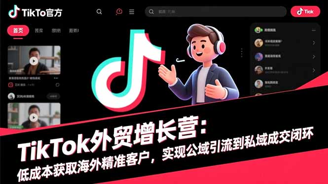 TikTok外贸增长营：低成本获取海外精准客户，实现公域引流到私域成交闭环|YX网创