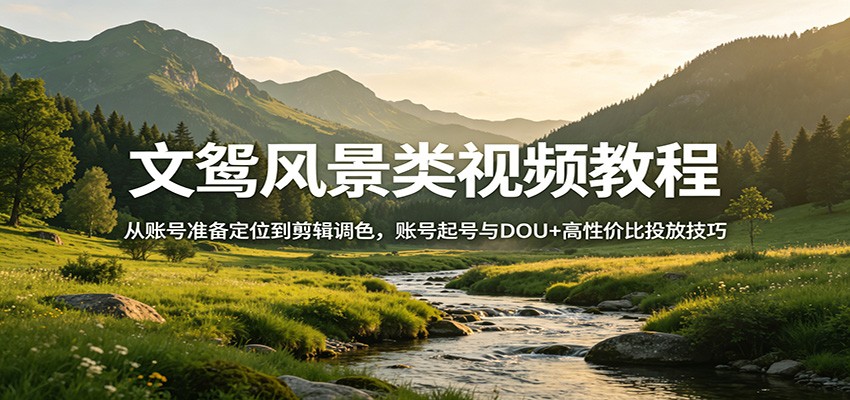 文鸳风景类视频教程：从账号准备定位到剪辑调色，账号起号与DOU+高性价比投放技巧 - 觅资源