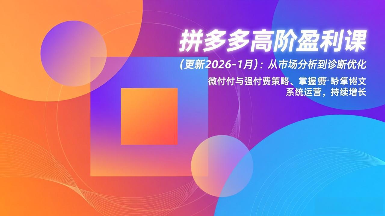 拼多多高阶盈利课(更新2026-1月|YX网创
