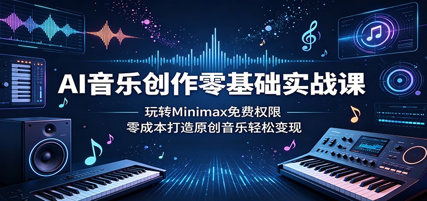 AI音乐创作零基础实战课：玩转Minimax免费权限，零成本打造原创音乐轻松变现 - 觅资源