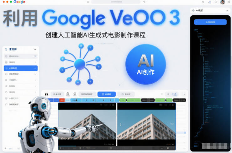 利l用Google Veo 3创建人工智能AI生成式电影制作课程，使用人工智能的力量创建令人惊叹的视频|YX网创