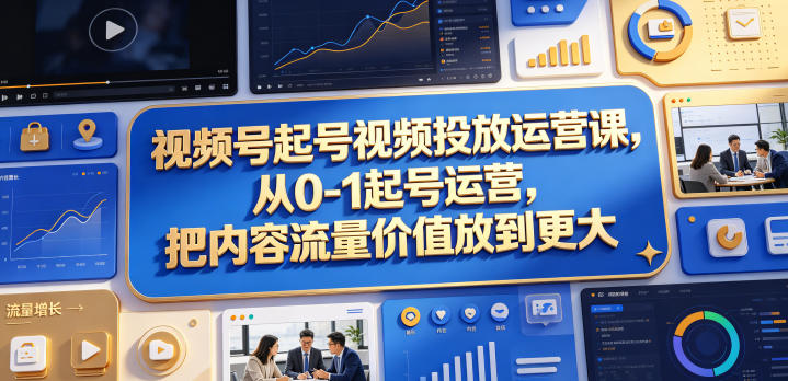视频号起号视频投放运营课，从0-1起号运营，把内容流量价值放到更大 - 觅资源