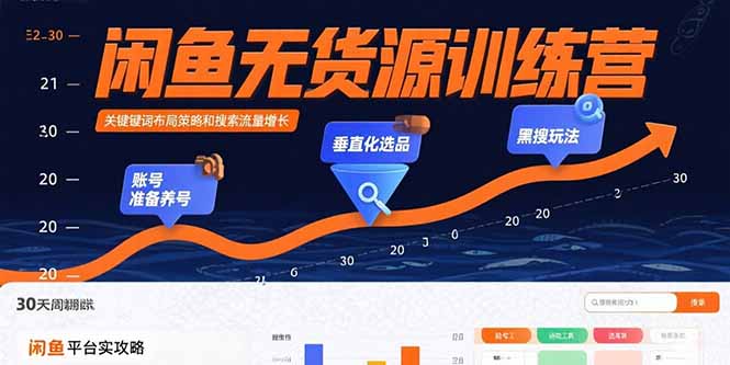 闲鱼无货源训练营：账号准备养号/垂直化选品/黑搜玩法，0基础30天盈利指南|YX网创