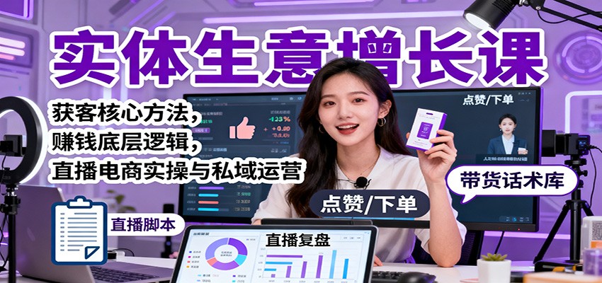 实体生意增长课：获客核心方法，赚钱底层逻辑，直播电商实操与私域运营|YX网创
