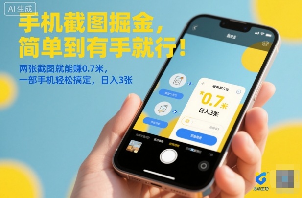 手机截图掘金，简单到有手就行！两张截图就能賺0.7米，一部手机轻松搞定，日入3张【揭秘】|YX网创