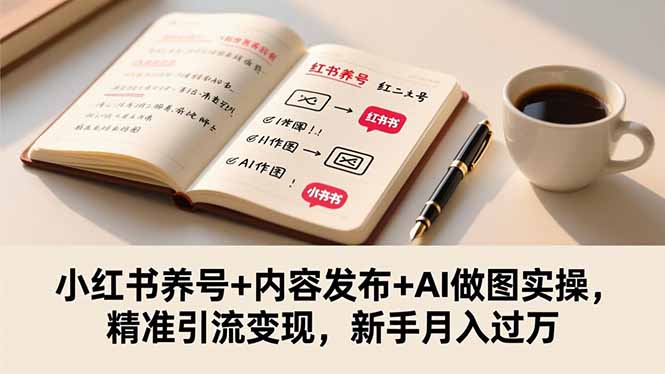 小红书养号+内容发布+AI做图实操，精准引流变现，新手月入过万|YX网创
