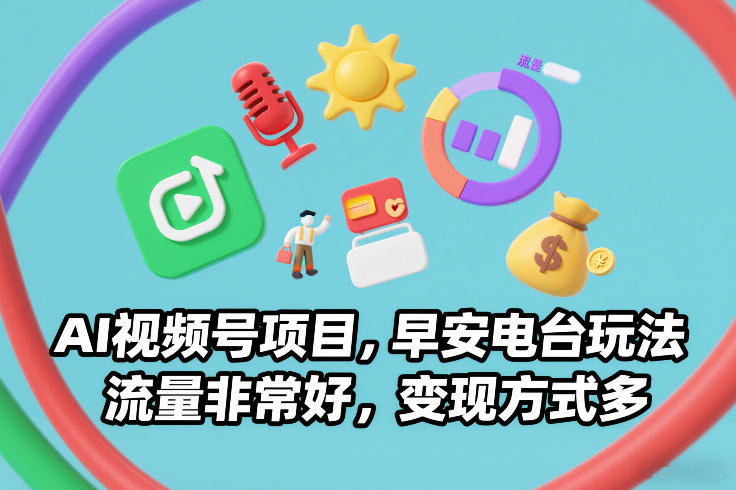 AI视频号项目，早安电台玩法，流量非常好，变现方式多|中创学习社