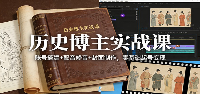 历史博主实战课：账号搭建+配音修音+封面制作，零基础起号变现|中创学习社