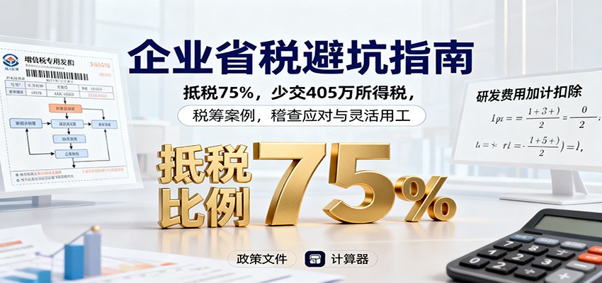 企业省税避坑指南：抵税75%，少交405万所得税，税筹案例，稽查应对与灵活用工|YX网创