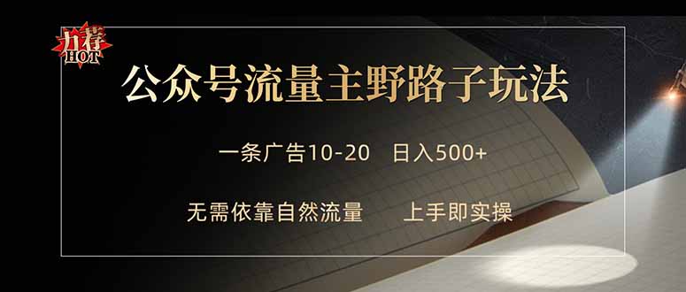 公众号流量主野路子玩法 单条广告10-20元 日入500+ - 觅资源