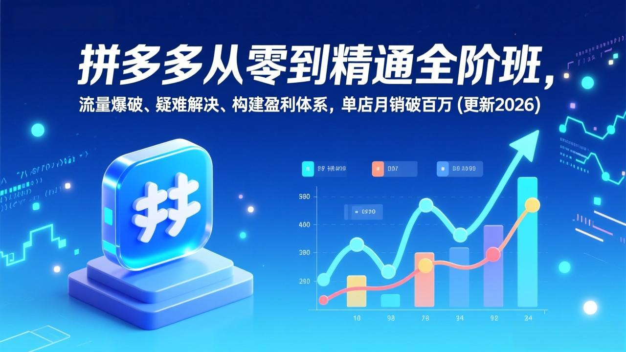 拼多多从零到精通全阶班，流量爆破、疑难解决，构建盈利体系，单店月销破百万(更新2026|中创学习社