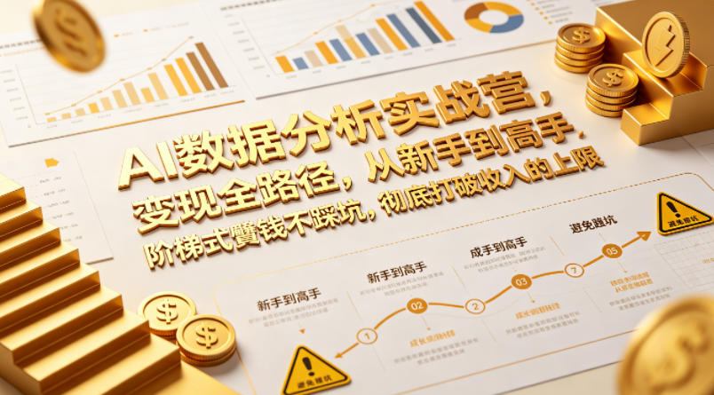 AI数据分析实战营，变现全路径，从新手到高手，阶梯式賺钱不踩坑，彻底打破收入的上限 - 觅资源