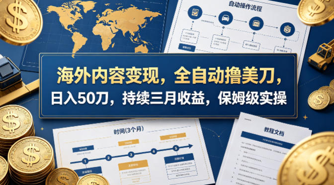 海外内容变现，全自动撸美刀，日入50刀，持续三月收益，保姆级实操【揭秘】 - 觅资源