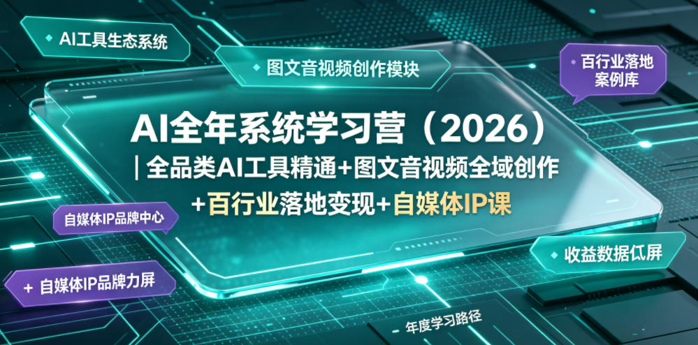AI全年系统学习营(2026)｜全品类AI工具精通+图文音视频全域创作+百行业落地变现+自媒体IP打造年度进阶大课 - 觅资源