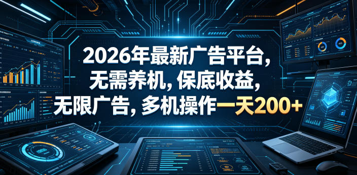 2026年最新广告平台，无需养机，保底收益，无限广告，多机操作一天200+【揭秘】 - 觅资源
