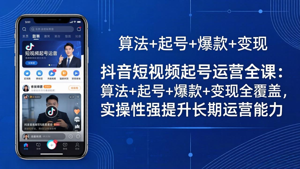 抖音短视频起号运营全课：算法+起号+爆款+变现全覆盖，实操性强提升长期运营能力 - 觅资源