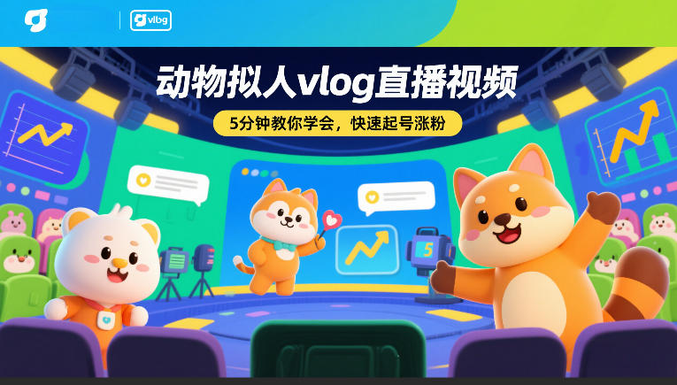 动物拟人vlog直播视频，5分钟教你学会，快速起号涨粉|中创学习社