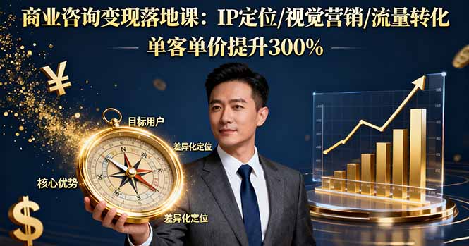 商业咨询变现落地课：IP定位/视觉营销/流量转化，单客单价提升300%|YX网创