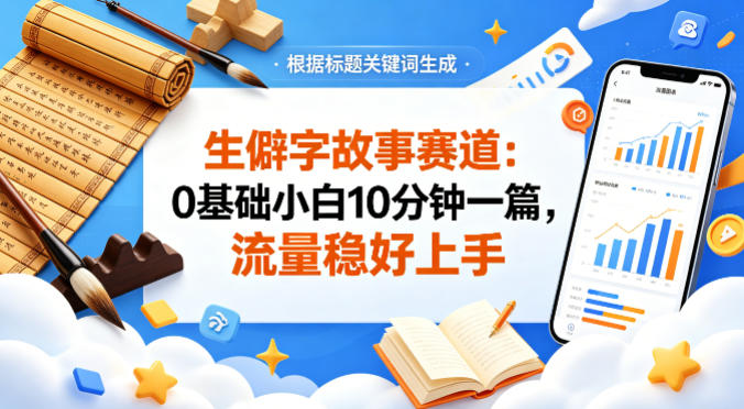 公众号流量主——生僻字故事赛道，流量稳，好上手，0基础小白也能10分钟一篇 - 觅资源
